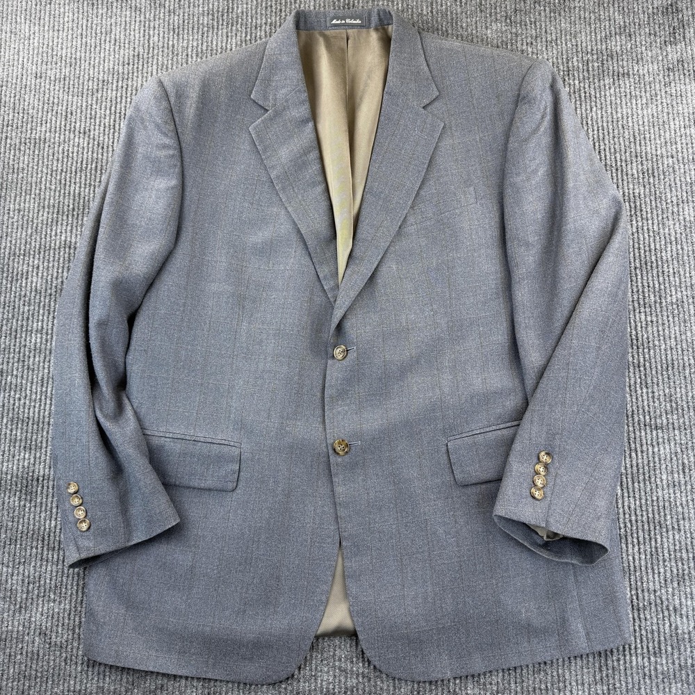Oscar de la Renta Blazer Mens 46R Silk‎ Wool Windowpane Two Button Sport Coat